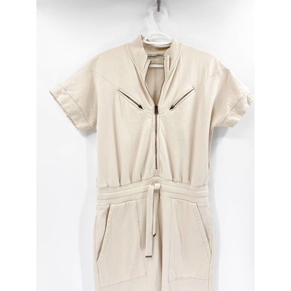 All Saints Kayla Linnet White Cotton Sweatshirt Short Sleeve Zip Front Jumpsuit - Picture 4 of 7